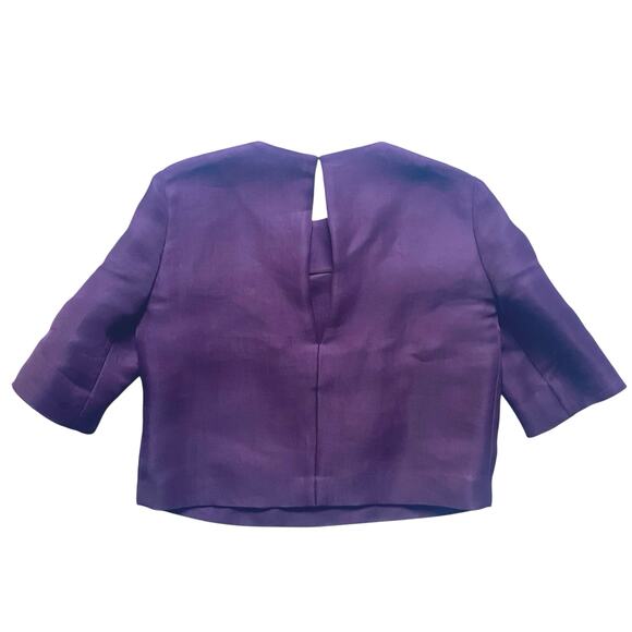 Nellie Partow Silk Tafetta Boxy Top Mulberry Purple Sz Small High End Minimalism - Picture 4 of 9
